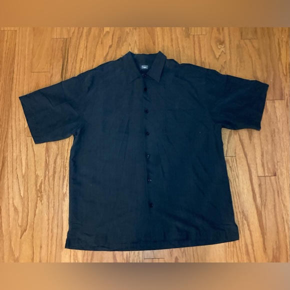 Haggar- Black short sleeve button down top‎ Size L - Picture 1 of 6
